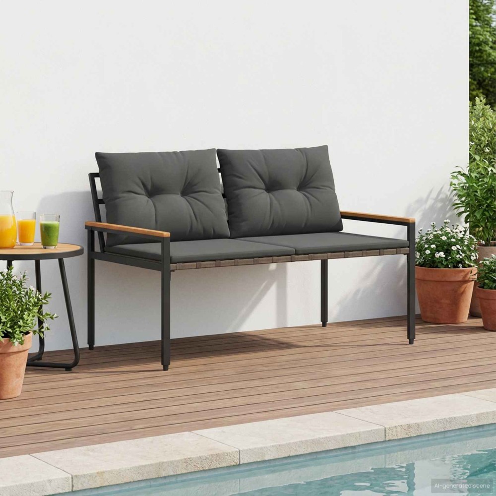 vidaXL Εξωτερικός πάγκος 2 -Seater 116 x 67,5 x 72 εκ συνθετικό ρατάν