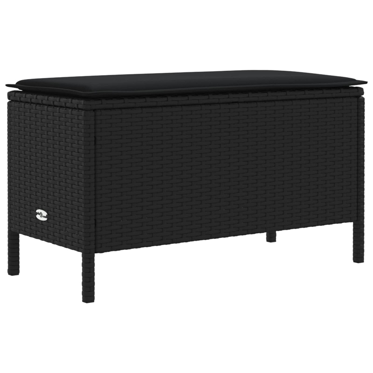 vidaXL Σκαμπό Κήπου με μαξιλάρι Μαύρο 80 x 38 x 45 cm Ράτα PE