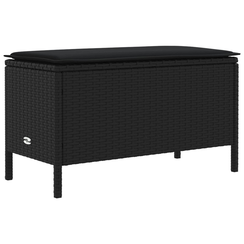 vidaXL Σκαμπό Κήπου με μαξιλάρι Μαύρο 80 x 38 x 45 cm Ράτα PE