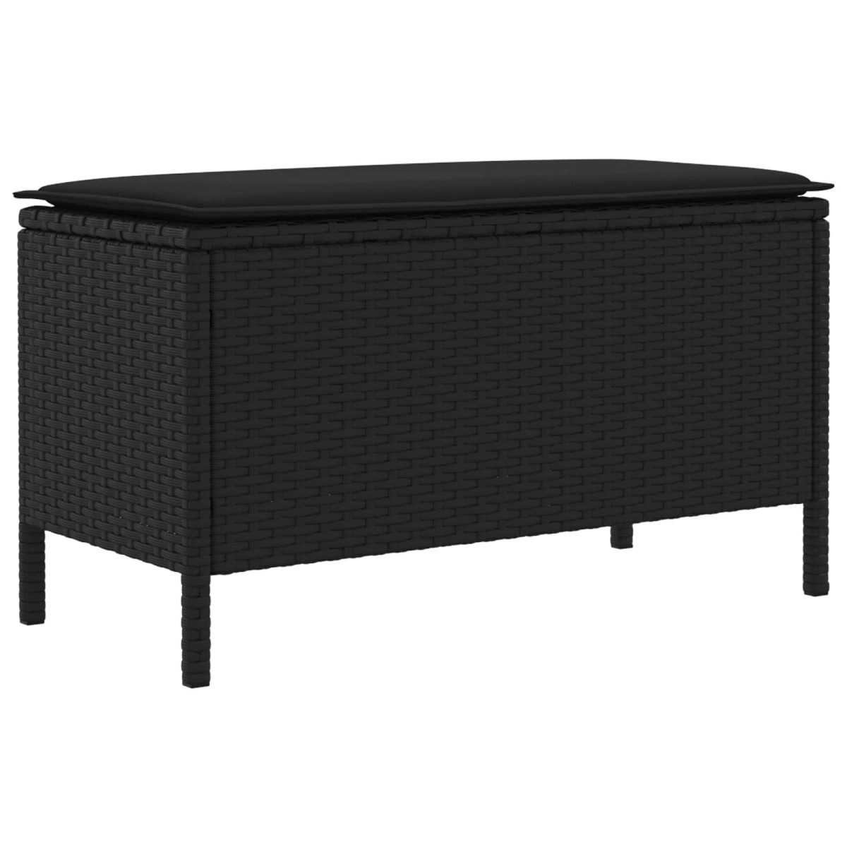 vidaXL Σκαμπό Κήπου με μαξιλάρι Μαύρο 80 x 38 x 45 cm Ράτα PE