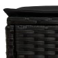 vidaXL Σκαμπό Κήπου με μαξιλάρι Μαύρο 80 x 38 x 45 cm Ράτα PE