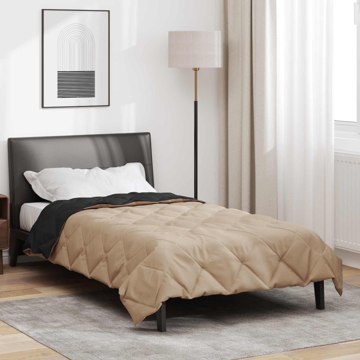 vidaXL Κουβέρτα ολόκληρου του χρόνου Μαύρο και Ταμπά 155 x 220 cm