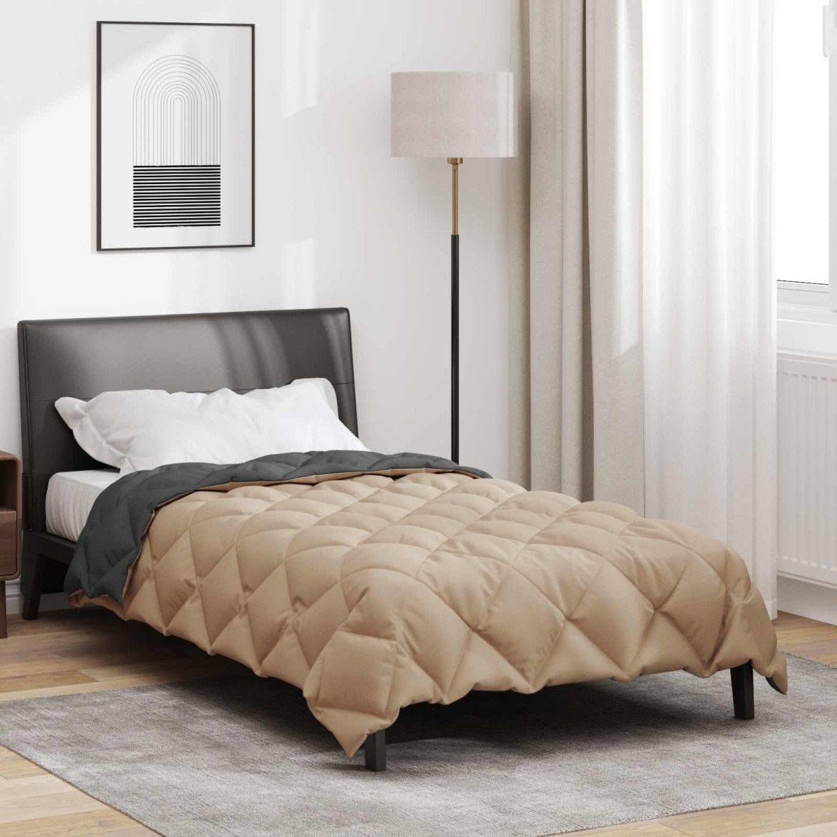 vidaXL Χειμερινό Παπλωματοθήκη 140 x 220 cm 450 gsm Ανθρακί και Taupe
