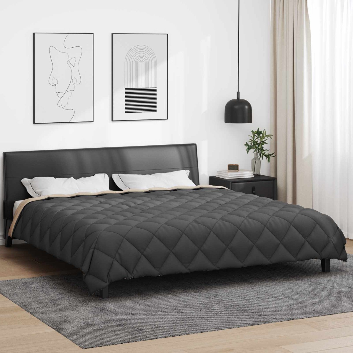 vidaXL Χειμερινό Παπλωματοθήκη 200 x 220 cm 450 gsm Ανθρακί και Taupe