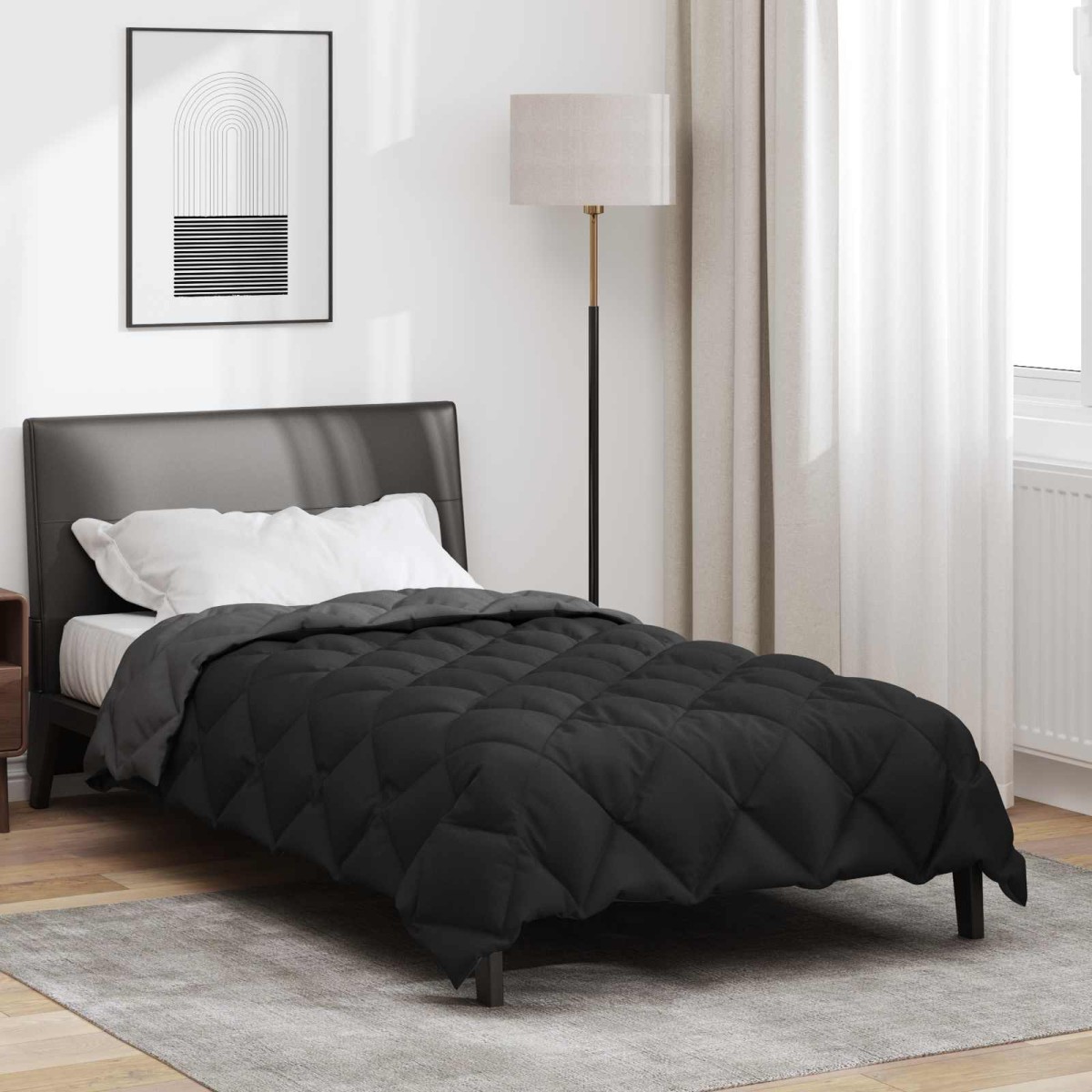 vidaXL Χειμερινό Παπλωματοθήκη 135 x 200 cm 450 gsm Μαύρο και Ανθρακί