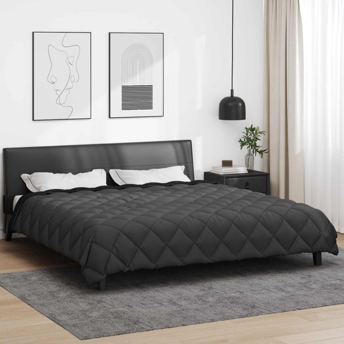 vidaXL Χειμερινό Παπλωματοθήκη 220 x 260 cm 450 gsm Μαύρο και Ανθρακί
