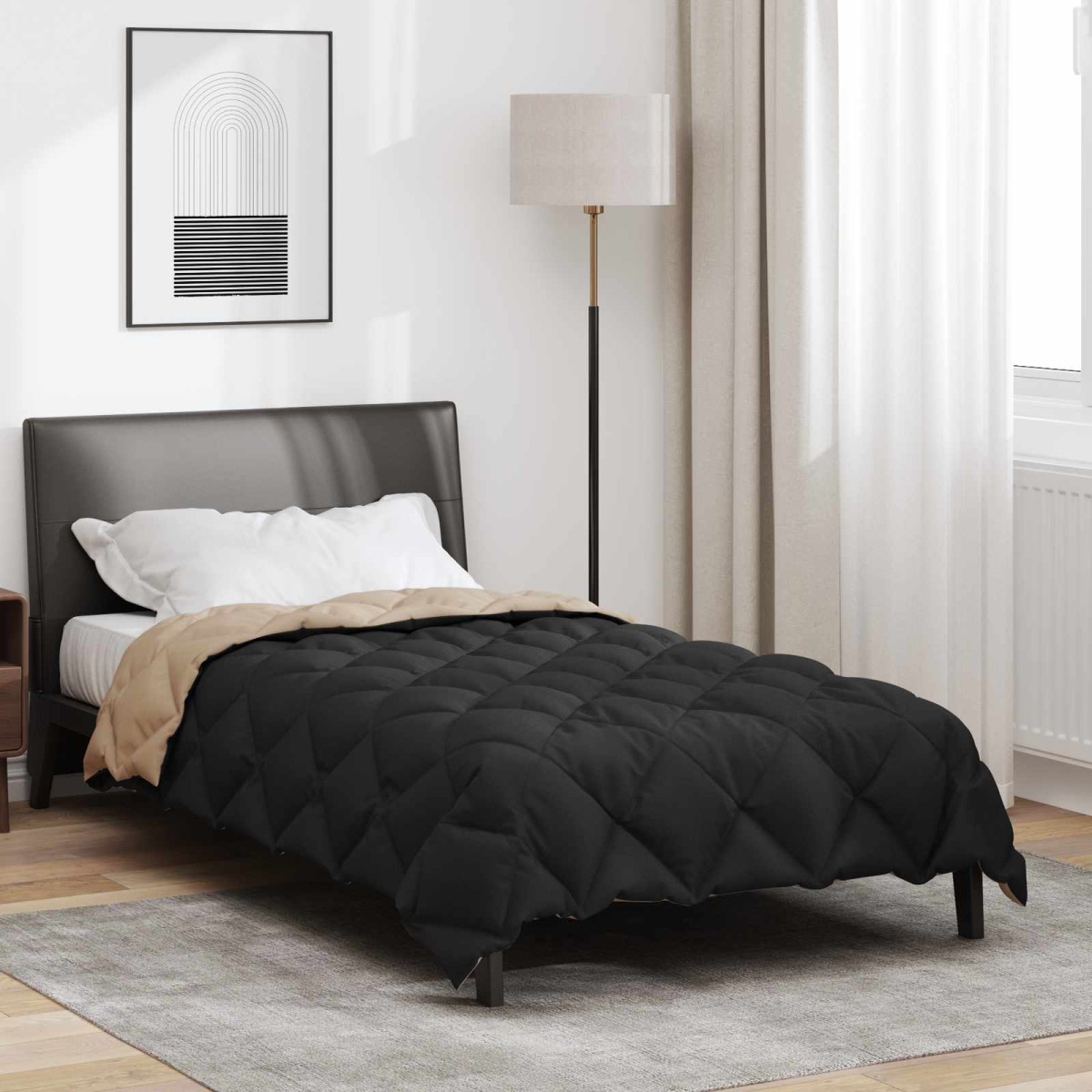 vidaXL Χειμερινό Παπλωματοθήκη 135 x 220 εκ. 450 gsm Μαύρο και Ταμπά