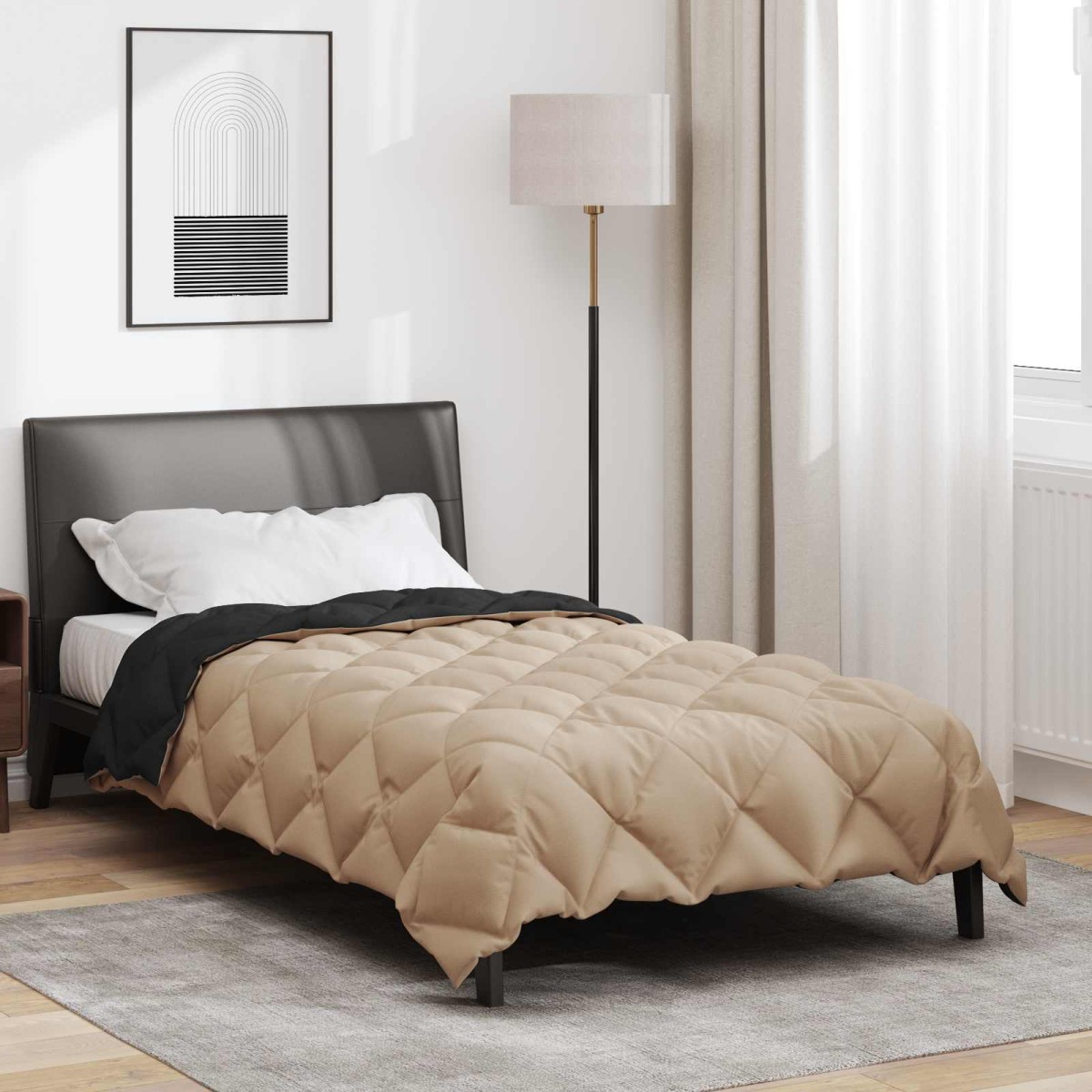vidaXL Χειμερινό Παπλωματοθήκη 135 x 220 εκ. 450 gsm Μαύρο και Ταμπά