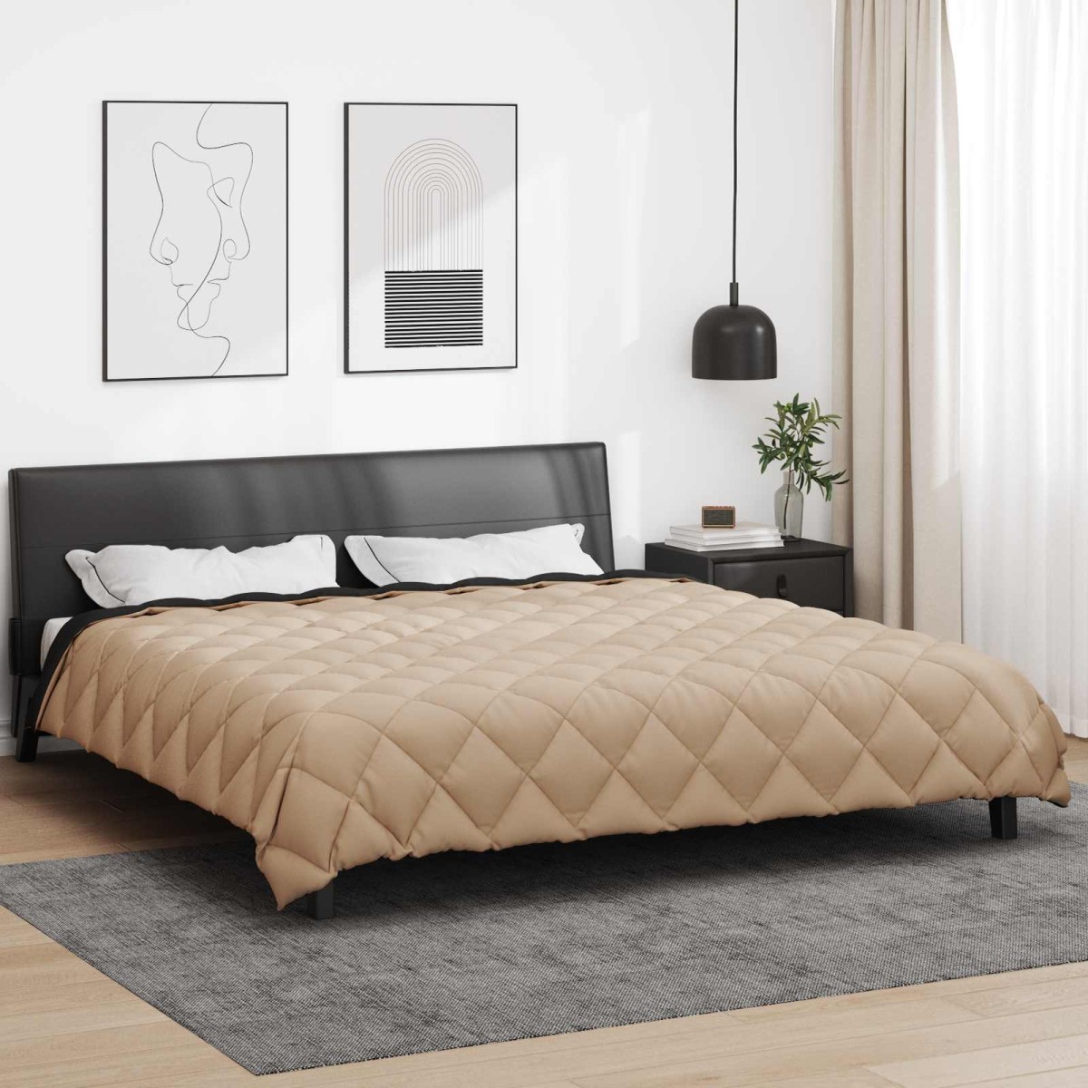 vidaXL Χειμερινό Παπλωματοθήκη 220 x 260 cm 450 gsm Μαύρο και Ταμπά