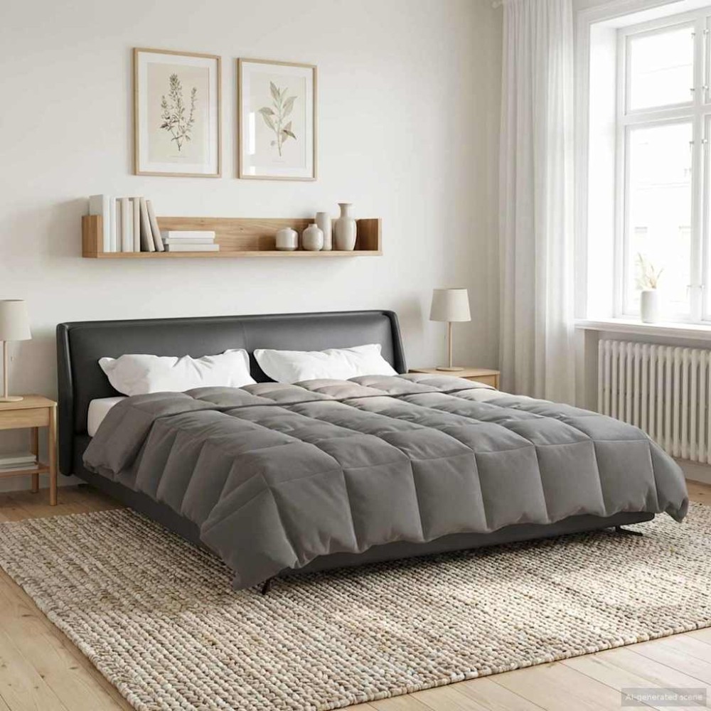 vidaXL Καλοκαιρινό Παπλωματοθήκη 200 x 220 cm Καλοκαίρι Ανοιχτό γκρι