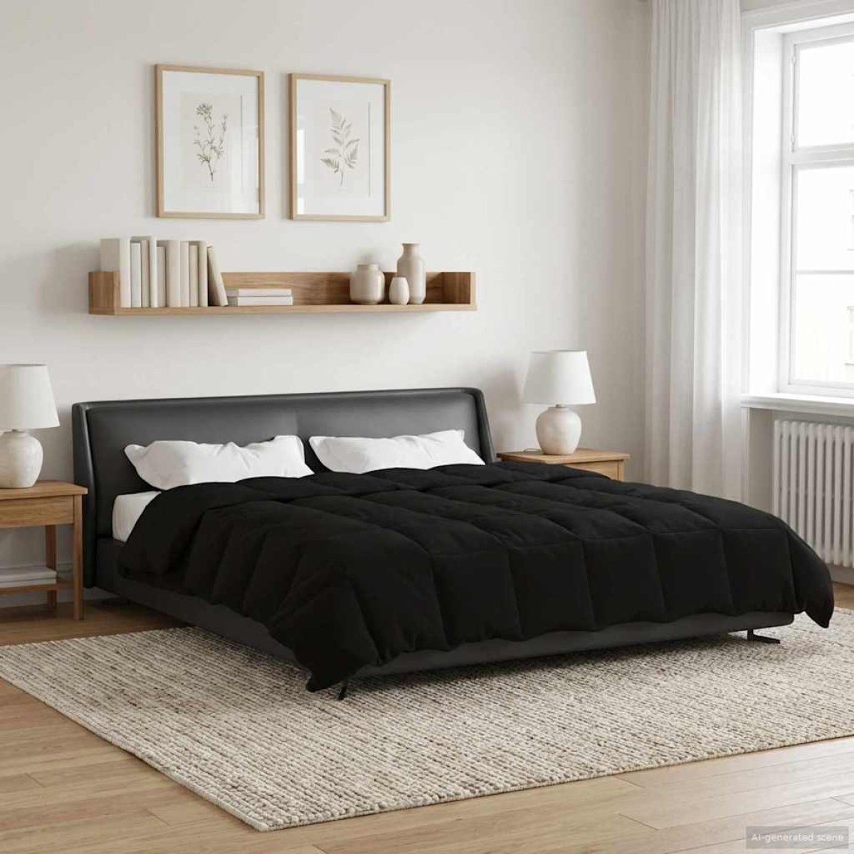 vidaXL Καλοκαιρινό Παπλωματοθήκη 200 x 200 cm Καλοκαίρι Μαύρο