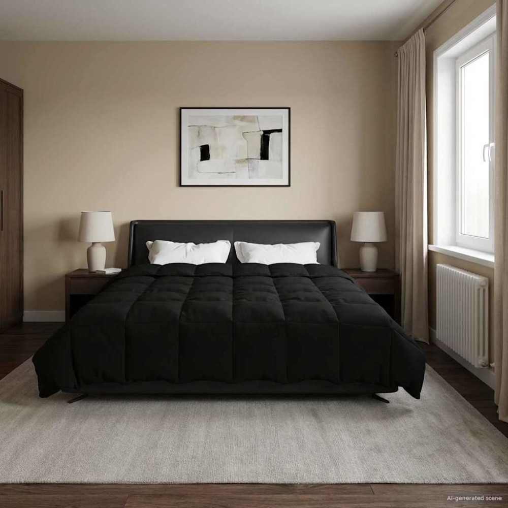 vidaXL Καλοκαιρινό Παπλωματοθήκη 220 x 260 cm Καλοκαίρι Μαύρο