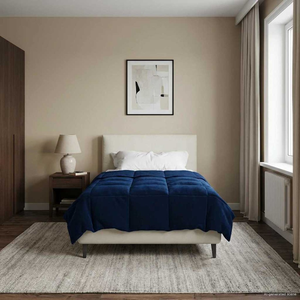vidaXL Καλοκαιρινό Παπλωματοθήκη 135 x 200 cm Καλοκαίρι Σκούρο Μπλε