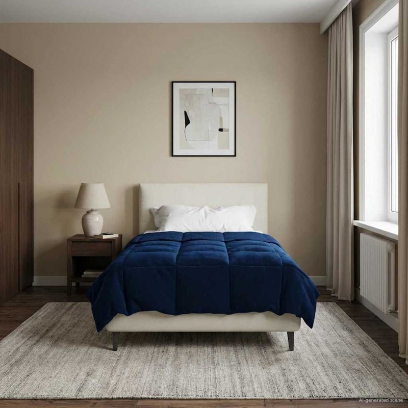 vidaXL Καλοκαιρινό Παπλωματοθήκη 135 x 200 cm Καλοκαίρι Σκούρο Μπλε