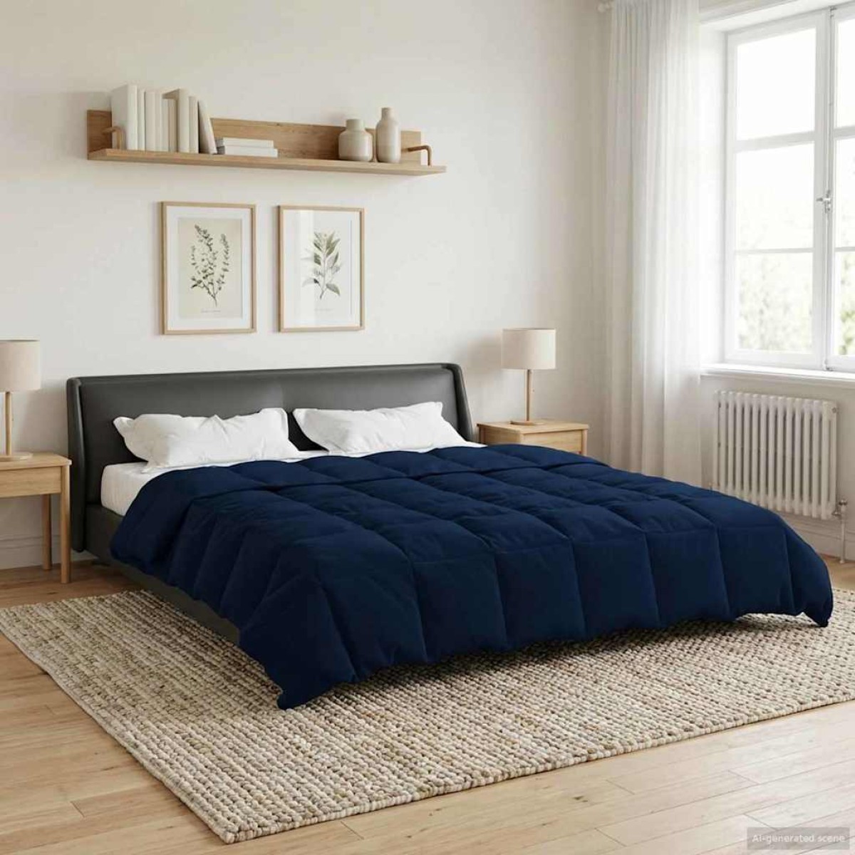 vidaXL Καλοκαιρινό Παπλωματοθήκη 200 x 200 cm Καλοκαίρι Σκούρο Μπλε