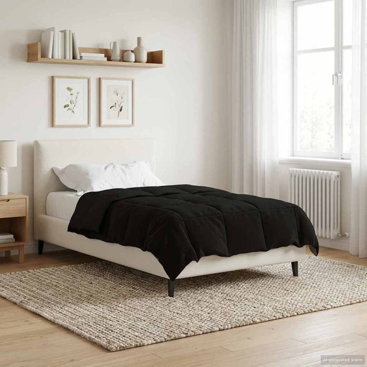 vidaXL Κουβέρτα ολόκληρου του χρόνου 135 x 200 cm 4 Εποχές Μαύρο