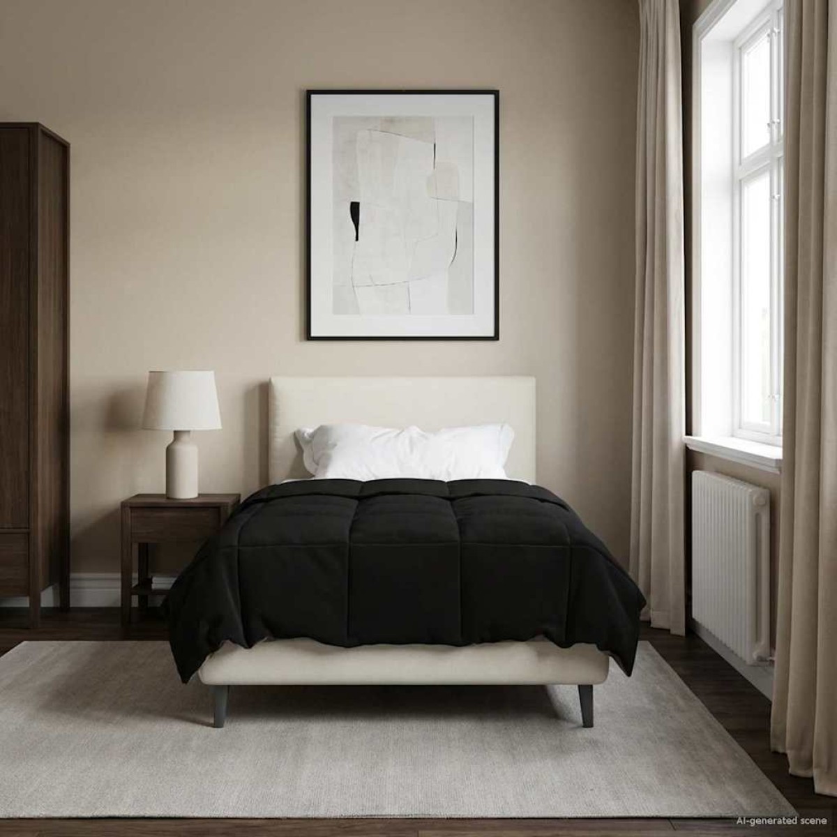 vidaXL Κουβέρτα ολόκληρου του χρόνου 135 x 200 cm 4 Εποχές Μαύρο