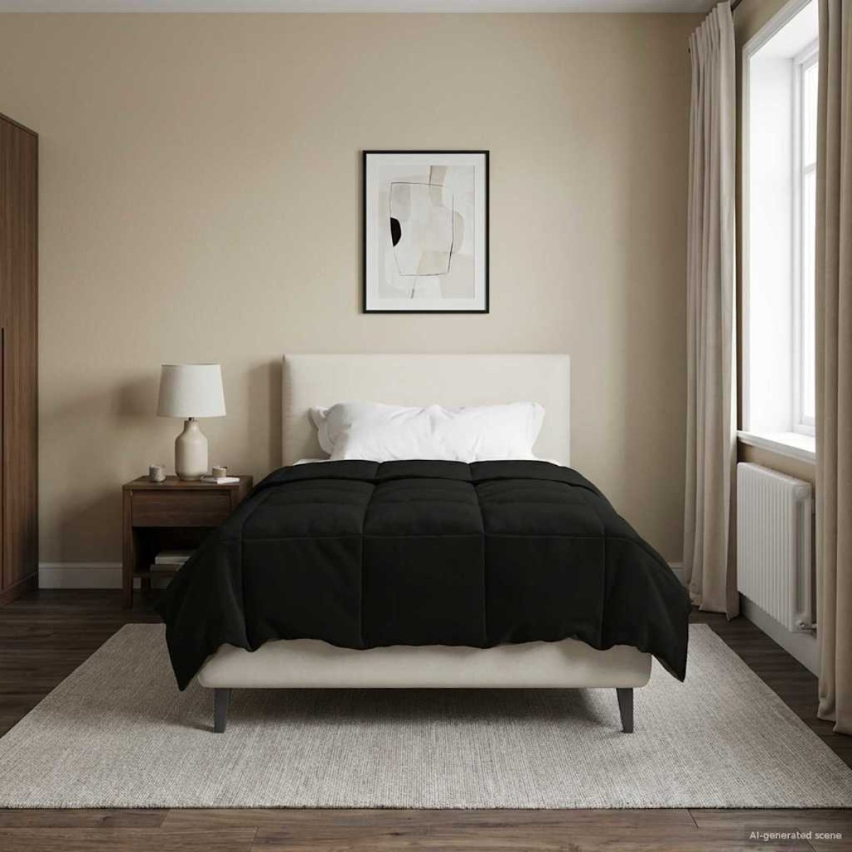 vidaXL Κουβέρτα ολόκληρου του χρόνου 140 x 220 cm 4 Εποχές Μαύρο
