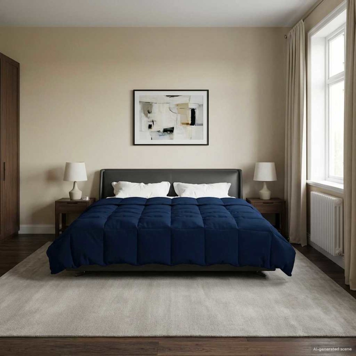 vidaXL Κουβέρτα ολόκληρου του χρόνου 200 x 220 cm 4 Εποχές Σκούρο Μπλε