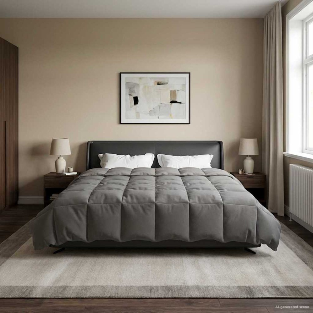 vidaXL Χειμερινό Παπλωματοθήκη 200 x 200 cm Χειμώνας Ανοιχτό γκρι
