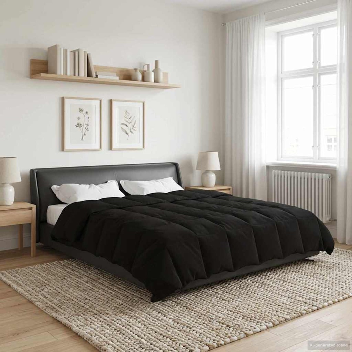 vidaXL Χειμερινό Παπλωματοθήκη 200 x 200 cm Χειμώνας Μαύρο Αναπνεύσιμο
