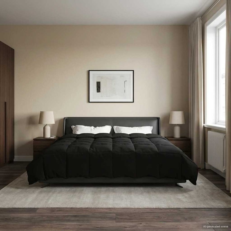 vidaXL Χειμερινό Παπλωματοθήκη 200 x 200 cm Χειμώνας Μαύρο Αναπνεύσιμο