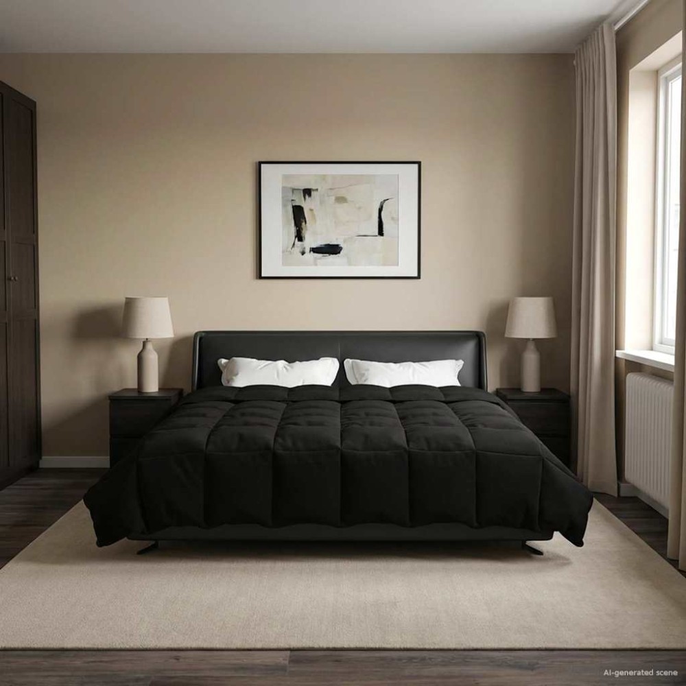 vidaXL Χειμερινό Παπλωματοθήκη 200 x 240 cm Χειμώνας Μαύρο Αναπνεύσιμο