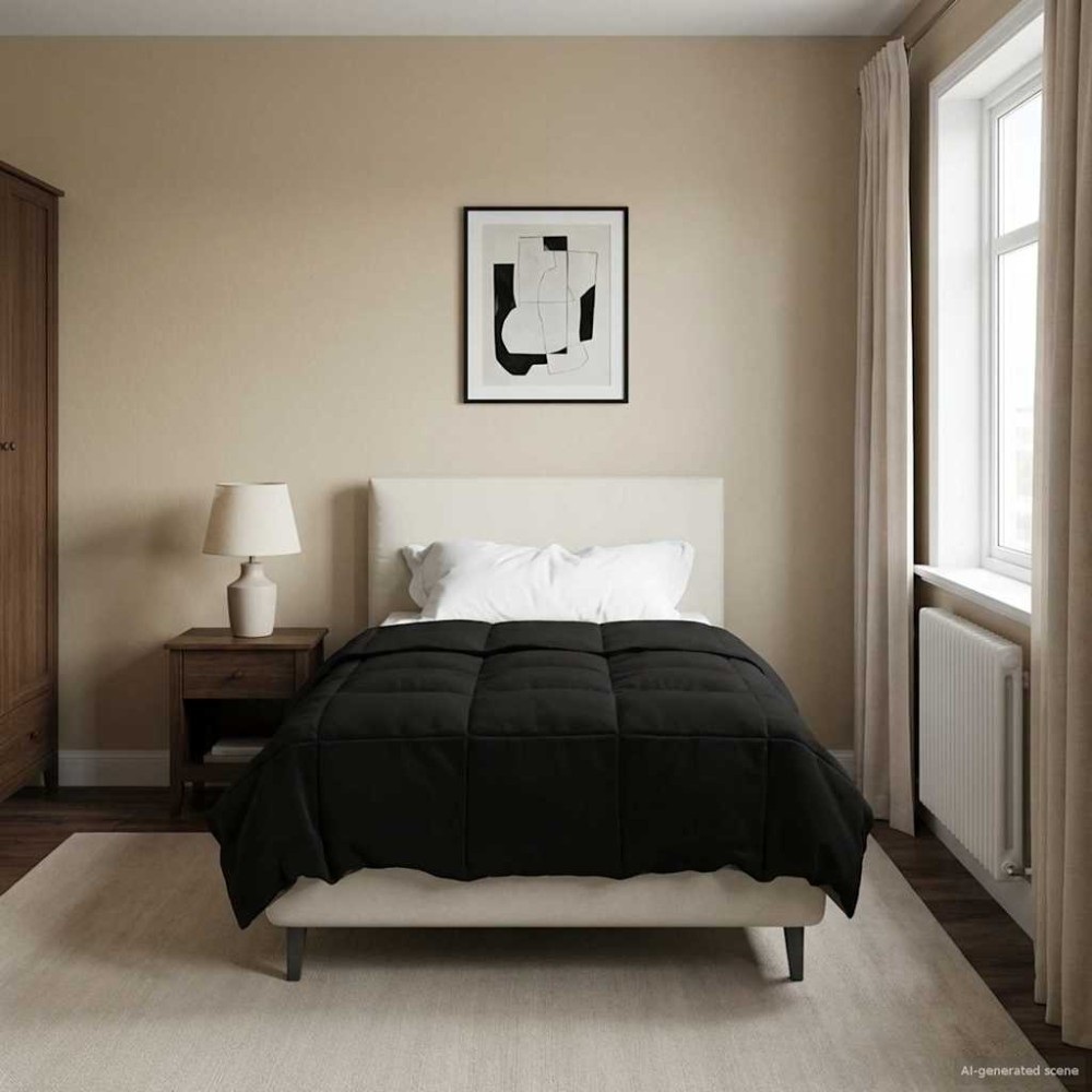 vidaXL Χειμερινό Παπλωματοθήκη 140 x 220 cm Χειμώνας Μαύρο Αναπνεύσιμο