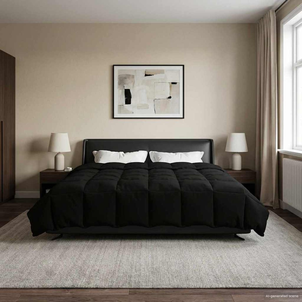 vidaXL Χειμερινό Παπλωματοθήκη 200 x 220 cm Χειμώνας Μαύρο Αναπνεύσιμο