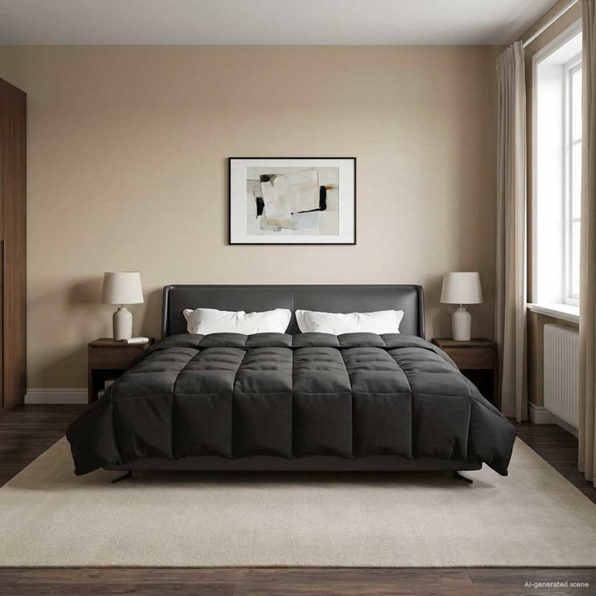 vidaXL Χειμερινό Παπλωματοθήκη 220 x 260 cm Χειμώνας Μαύρο Αναπνεύσιμο