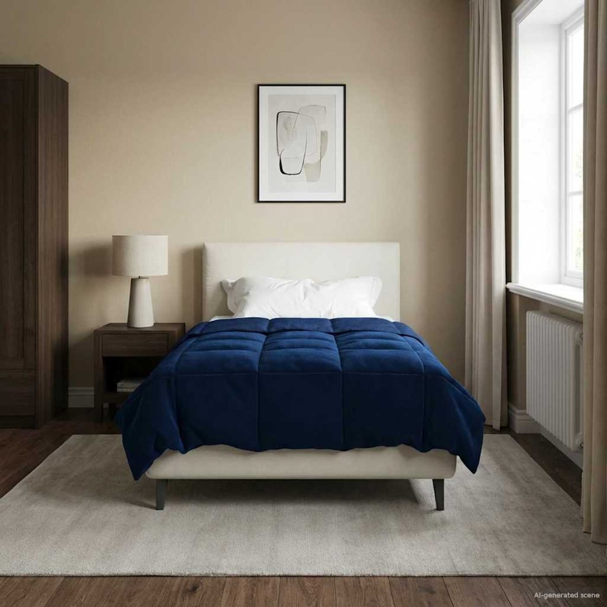 vidaXL Χειμερινό Παπλωματοθήκη 140 x 200 cm Χειμώνας Σκούρο Μπλε