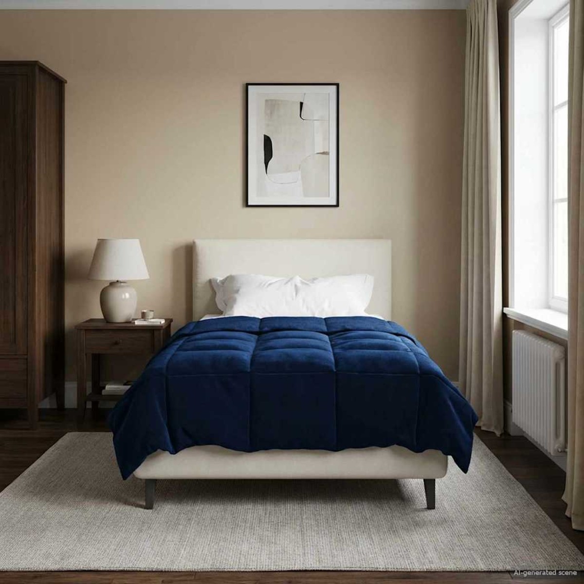vidaXL Χειμερινό Παπλωματοθήκη 155 x 200 εκ. Χειμώνας Σκούρο Μπλε