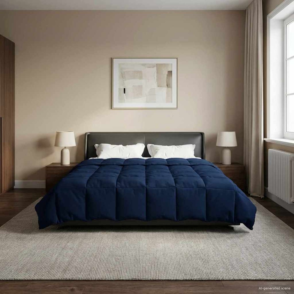 vidaXL Χειμερινό Παπλωματοθήκη 200 x 200 cm Χειμώνας Σκούρο Μπλε