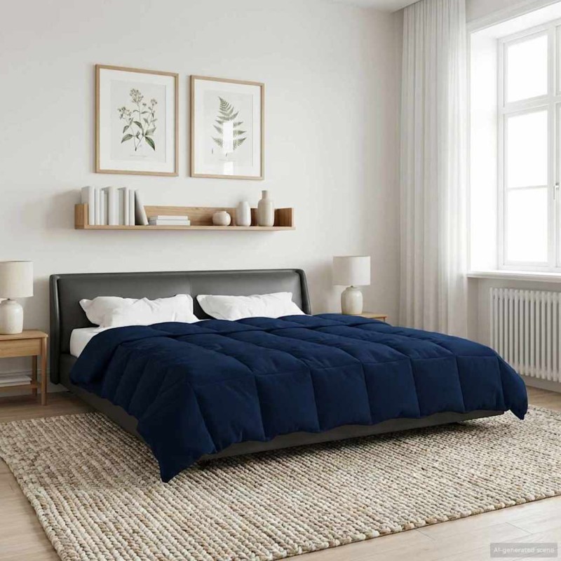 vidaXL Χειμερινό Παπλωματοθήκη 200 x 200 cm Χειμώνας Σκούρο Μπλε