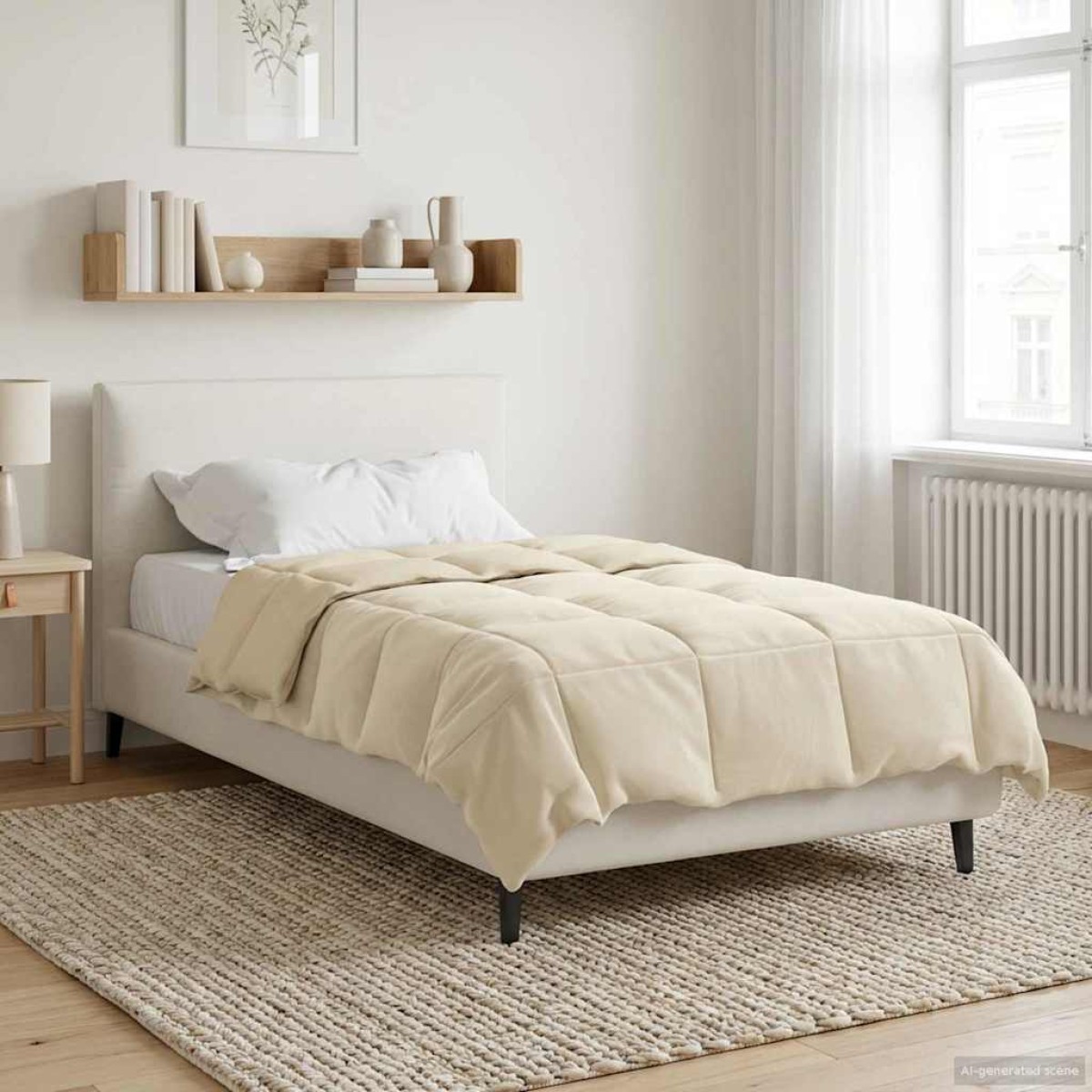 vidaXL Χειμερινό Παπλωματοθήκη 140 x 200 cm Χειμώνας Κρεμ Αναπνεύσιμο