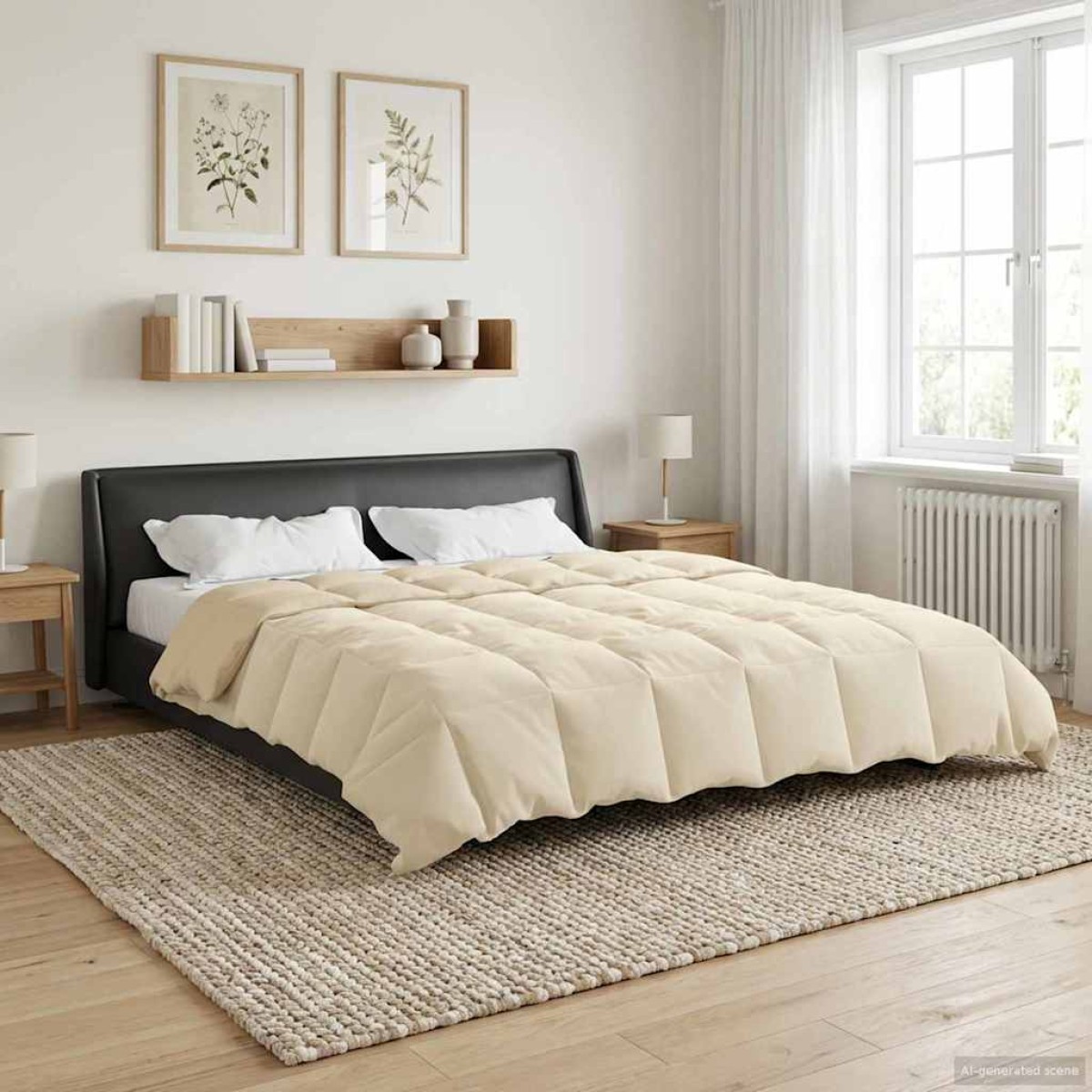 vidaXL Χειμερινό Παπλωματοθήκη 200 x 200 cm Χειμώνας Κρεμ Αναπνεύσιμο