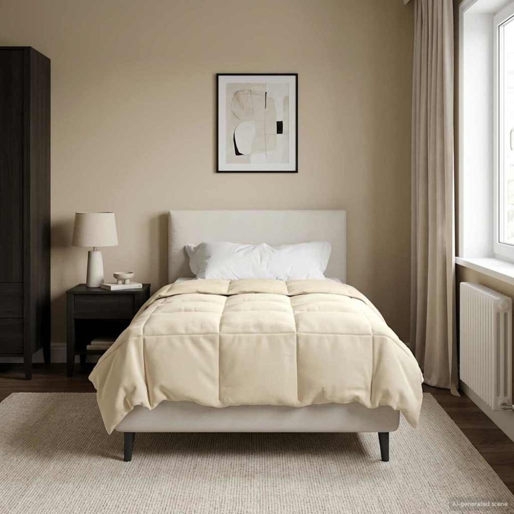 vidaXL Χειμερινό Παπλωματοθήκη 140 x 220 cm Χειμώνας Κρεμ Αναπνεύσιμο