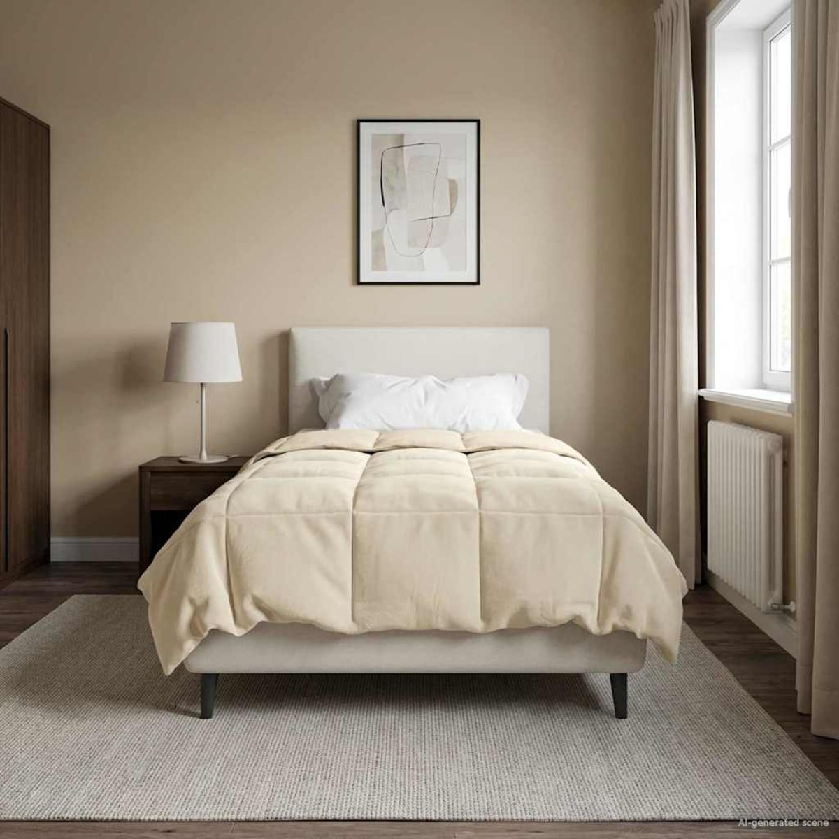 vidaXL Χειμερινό Παπλωματοθήκη 155 x 220 cm Χειμώνας Κρεμ Αναπνεύσιμο