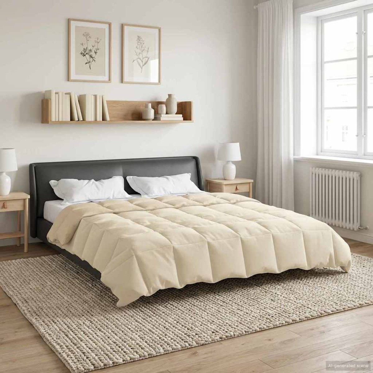 vidaXL Χειμερινό Παπλωματοθήκη 220 x 260 cm Χειμώνας Κρεμ Αναπνεύσιμο