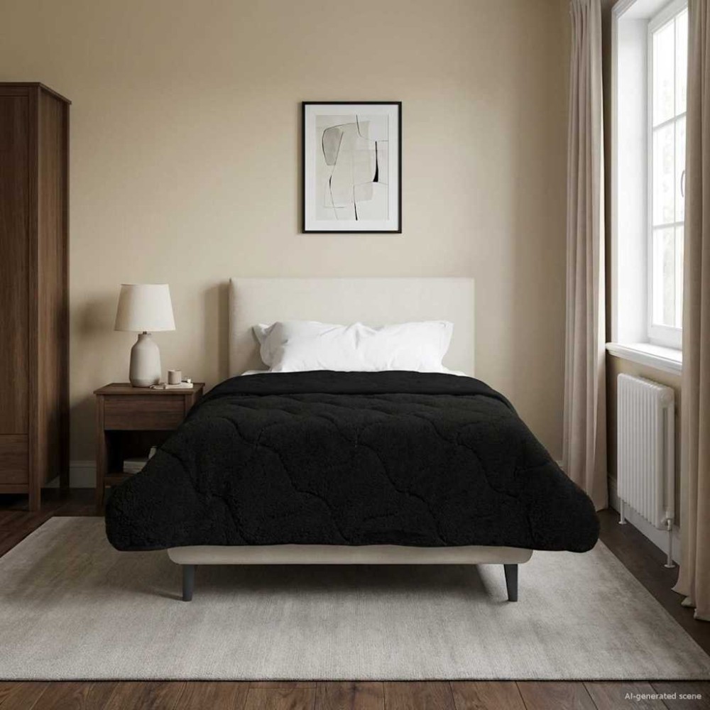 vidaXL Χειμερινό Παπλωματοθήκη 140 x 220 cm Χειμώνας Μαύρο Αναπνεύσιμο