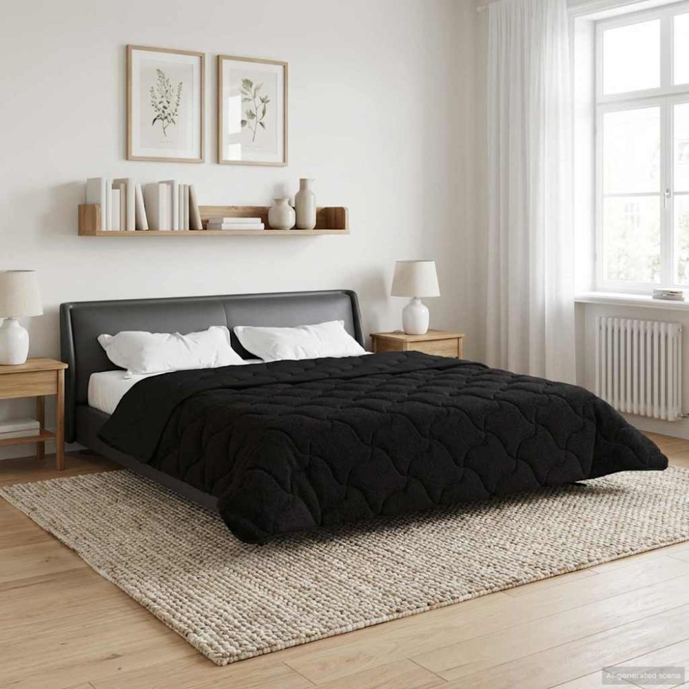 vidaXL Χειμερινό Παπλωματοθήκη 200 x 220 cm Χειμώνας Μαύρο Αναπνεύσιμο