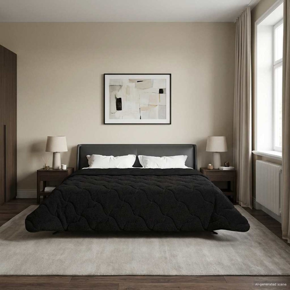 vidaXL Χειμερινό Παπλωματοθήκη 220 x 240 cm Χειμώνας Μαύρο Αναπνεύσιμο