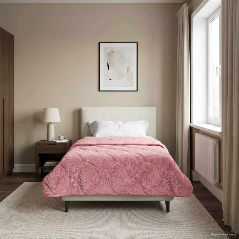 vidaXL Χειμερινό Παπλωματοθήκη 140 x 220 cm Χειμώνας Ροζ Αναπνεύσιμο
