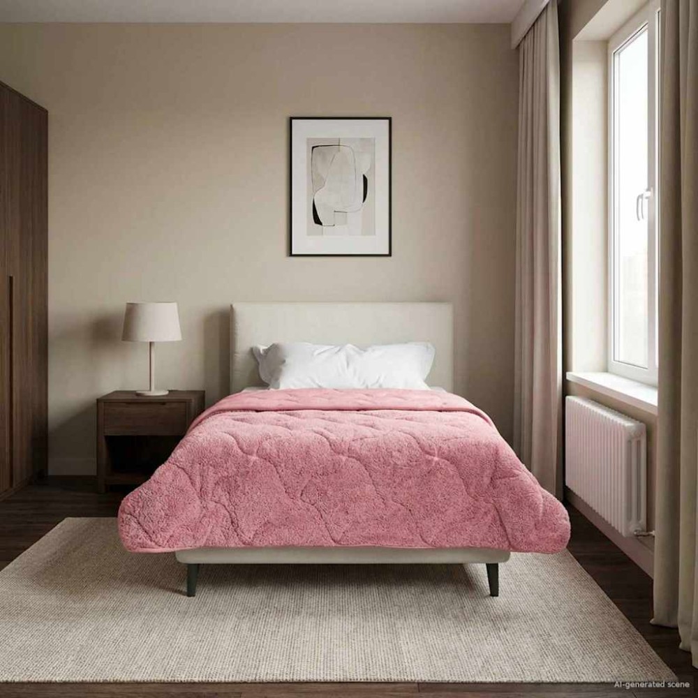 vidaXL Χειμερινό Παπλωματοθήκη 140 x 220 cm Χειμώνας Ροζ Αναπνεύσιμο