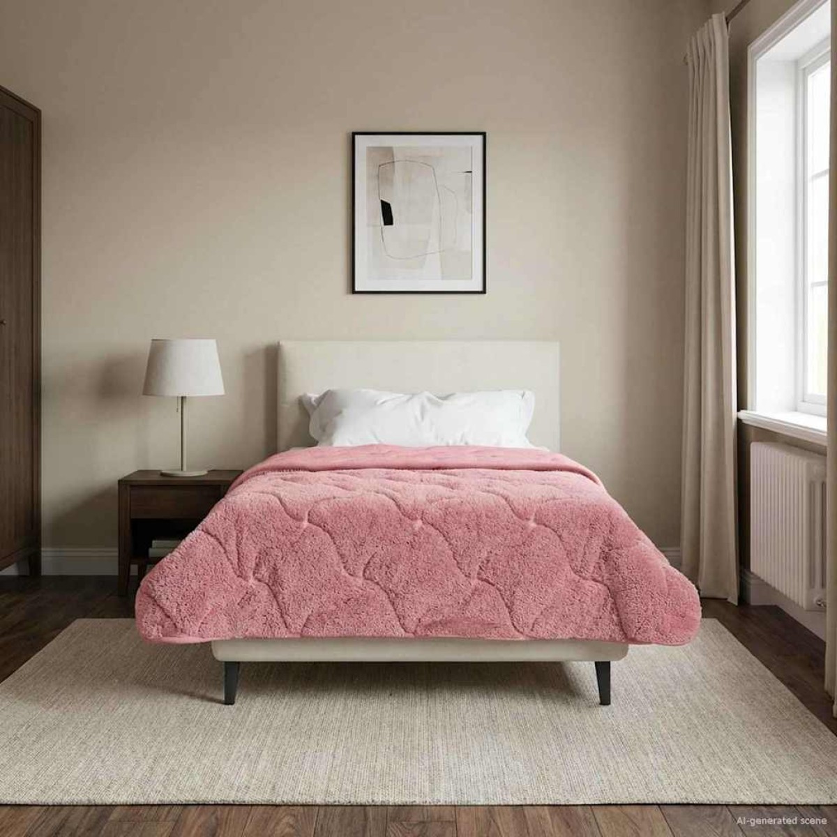 vidaXL Χειμερινό Παπλωματοθήκη 155 x 220 cm Χειμώνας Ροζ Αναπνεύσιμο