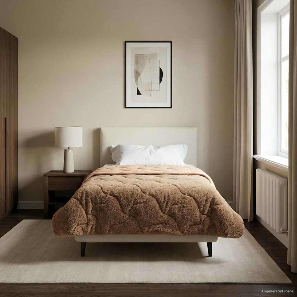 vidaXL Χειμερινό Παπλωματοθήκη 135 x 200 cm Χειμώνας Taupe Αναπνεύσιμο