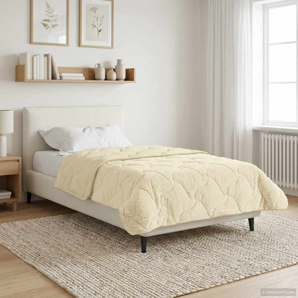 vidaXL Χειμερινό Παπλωματοθήκη 135 x 200 cm Χειμώνας Κρεμ Αναπνεύσιμο