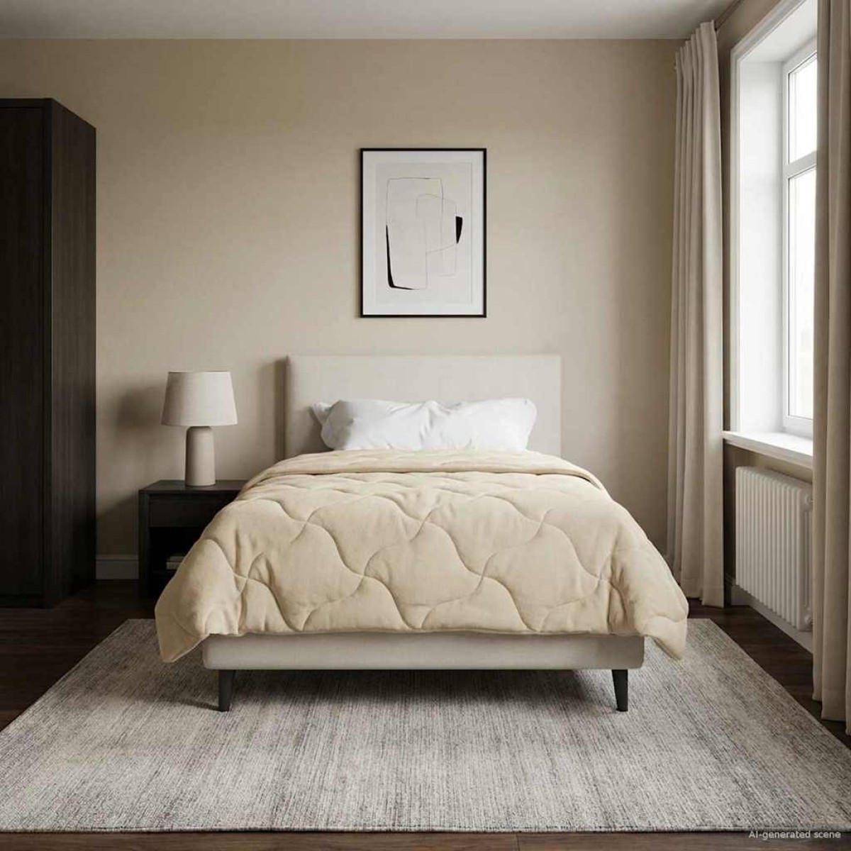 vidaXL Χειμερινό Παπλωματοθήκη 135 x 200 cm Χειμώνας Κρεμ Αναπνεύσιμο