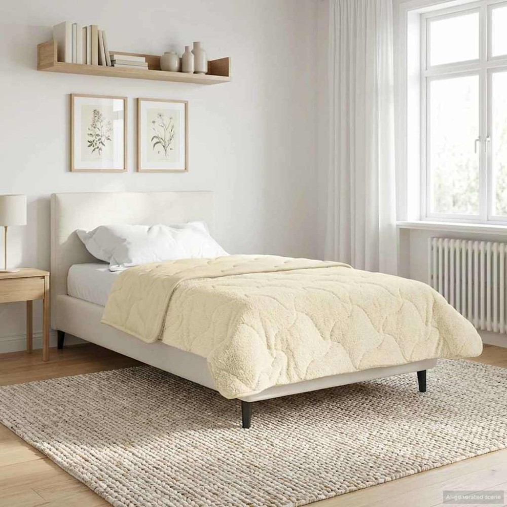 vidaXL Χειμερινό Παπλωματοθήκη 140 x 200 cm Χειμώνας Κρεμ Αναπνεύσιμο