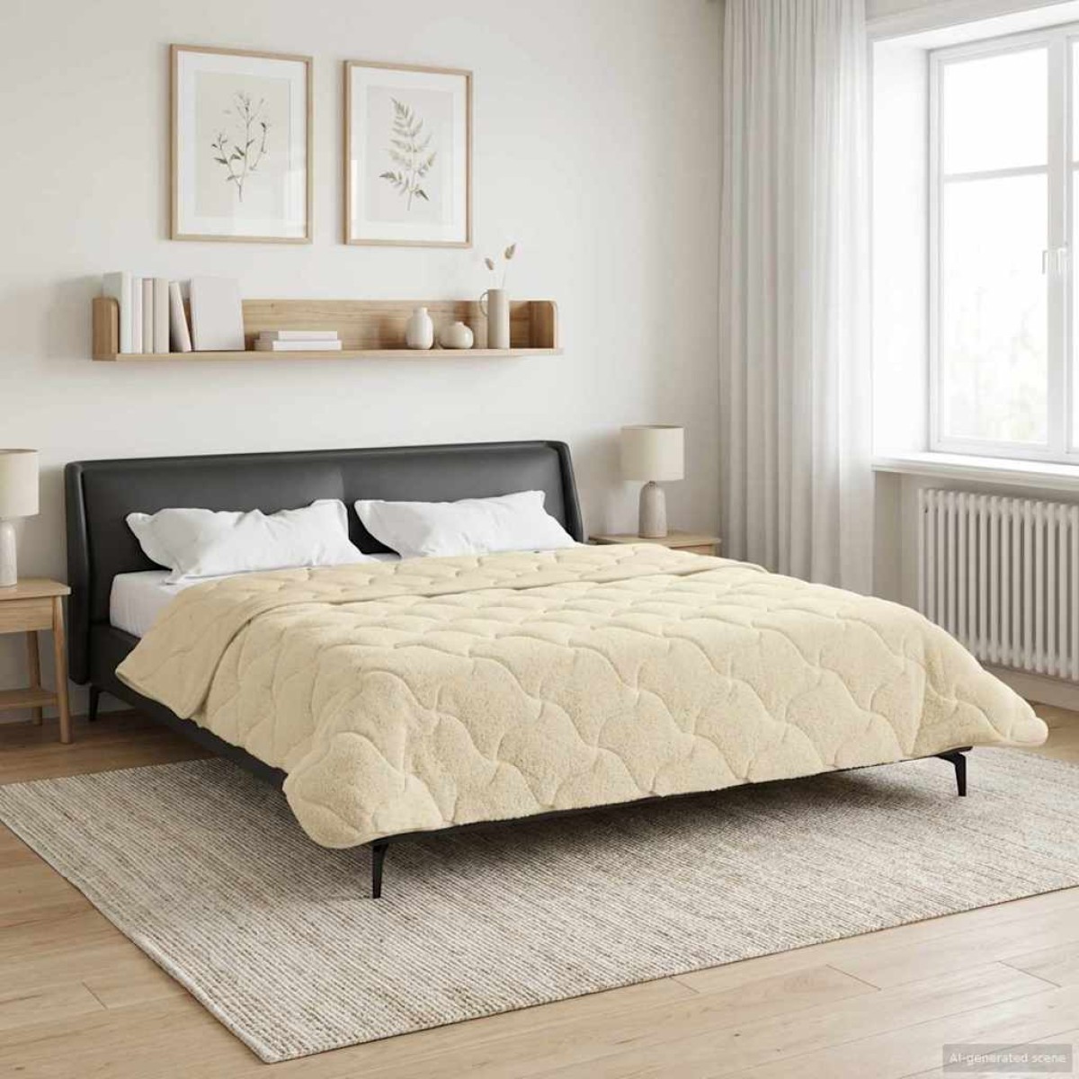 vidaXL Χειμερινό Παπλωματοθήκη 200 x 200 cm Χειμώνας Κρεμ Αναπνεύσιμο